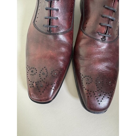 Mercanti Fiorentini Mens Burgundy Leather Oxford Dress Shoes 8.5 Leather Lace main image 16